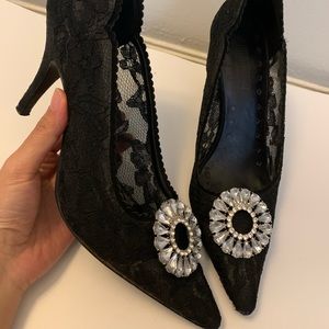 Ann Marino Lace Heel with Rhinestone